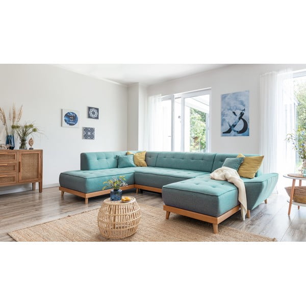 Divano letto angolare turchese (angolo sinistro/"U") Dazzling Daisy - Miuform-image-4