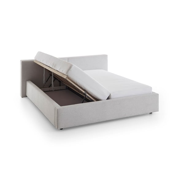 Letto matrimoniale imbottito grigio chiaro con contenitore con rete inclusa 180x200 cm Cube – Meise Möbel-image-4