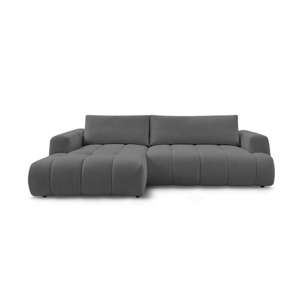 Divano angolare grigio scuro allungabile e con contenitore (penisola a sinistra/chaise lounge) Fuji – Bobochic Paris