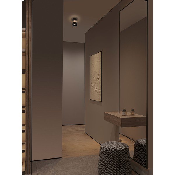 Plafoniera LED nera opaca in alluminio con paralume in vetro con intensità regolabile Glovia – Nova Luce-image-1