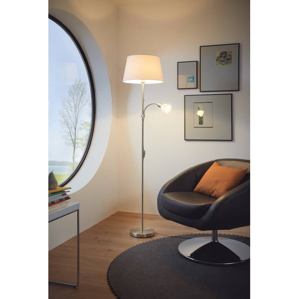 Lampada da terra grigia con paralume in vetro/con paralume in tessuto (altezza totale 170 cm) CONESA – EGLO-image-1