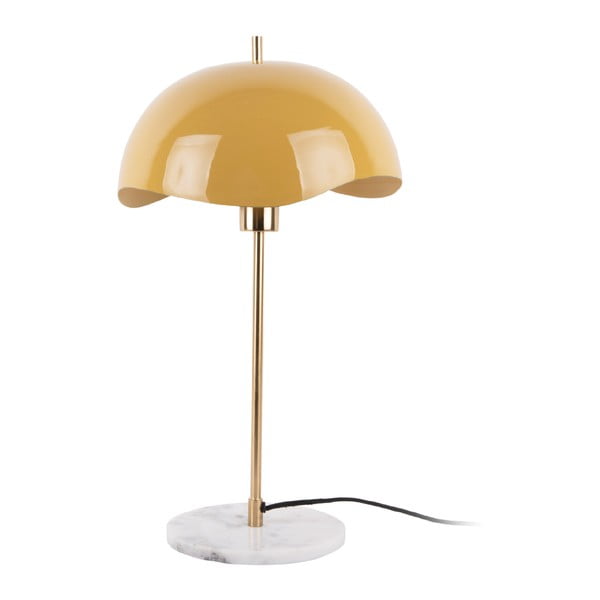 Lampada da tavolo giallo ocra (altezza 56 cm) Waved Dome - Leitmotiv