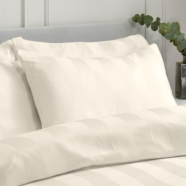 Set copripiumino e federa color crema in raso di seta per letto singolo 135x200 cm So Soft Satin Stripe – Catherine Lansfield-image-2