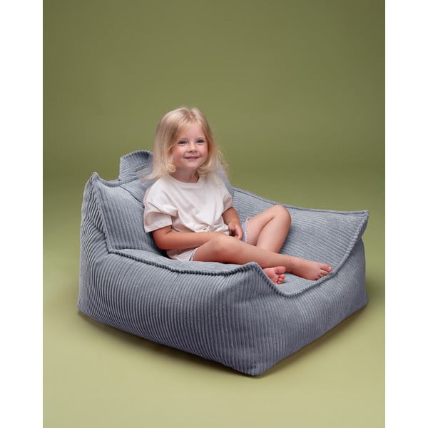 Pouf a sacco per bambini blu con rivestimento in velluto a coste Chair – Wigiwama-image-1