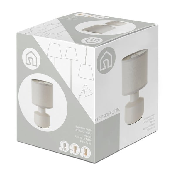 Lampada da tavolo in ceramica beige con paralume in tessuto (altezza 22 cm) - Casa Selección-image-4