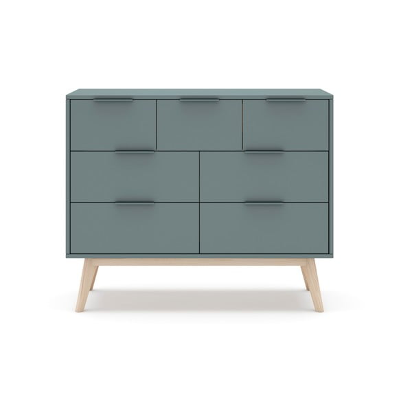 Cassettiera bassa verde-grigio 120x83 cm Pisco - Marckeric