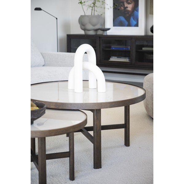 Tavolino rotondo marrone scuro con piano in ceramica 90x90 cm Marsden - Rowico-image-1