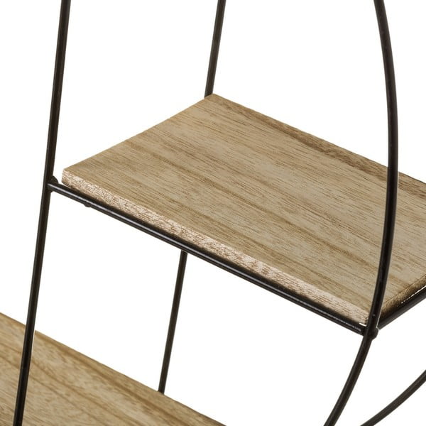 Scaffale a castello nero naturale in legno massiccio di pavlovnia - Casa Selección-image-1