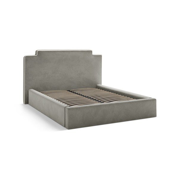 Letto matrimoniale imbottito grigio scuro con contenitore con rete inclusa 160x200 cm Princess – Micadoni -image-2