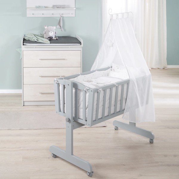 Culla grigia su ruote con baldacchino 40x90 cm Strenenzauber - Roba-image-1