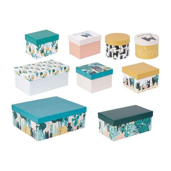 Scatole di cartone decorative con coperchio in set da 9 pezzi Chamouflage - Jardin d'Ulysse-image-1