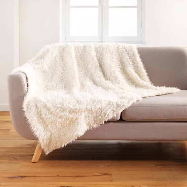 Coperta bianca in pelliccia finta 125x150 cm Mouton – douceur d'intérieur