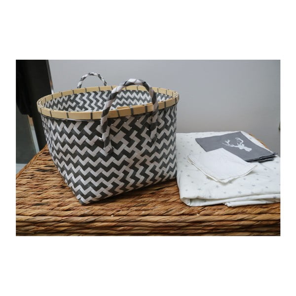 Cestino portaoggetti grigio e bianco Zigzag - Compactor-image-1
