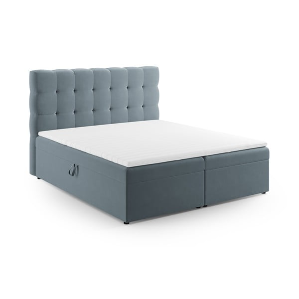 Letto boxspring azzurro con contenitore 160x200 cm Bali - Cosmopolitan Design