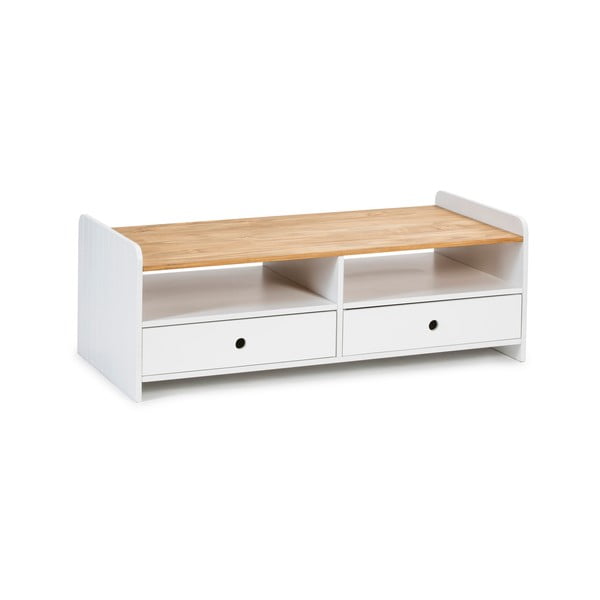 Tavolino bianco con piano in legno di pino Monte - Marckeric-image-1