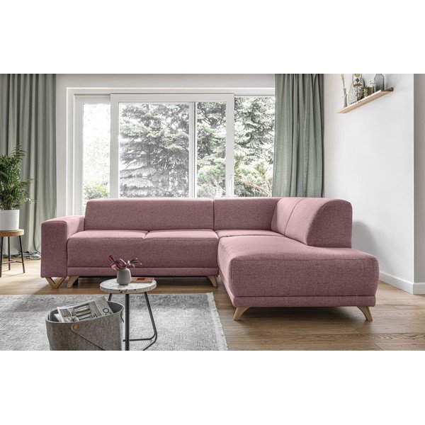 Divano angolare rosa allungabile e con contenitore (penisola a destra/a L) Classy Sophie – Miuform-image-1