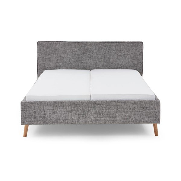 Letto matrimoniale imbottito grigio con contenitore con rete inclusa 180x200 cm Riva – Meise Möbel-image-4