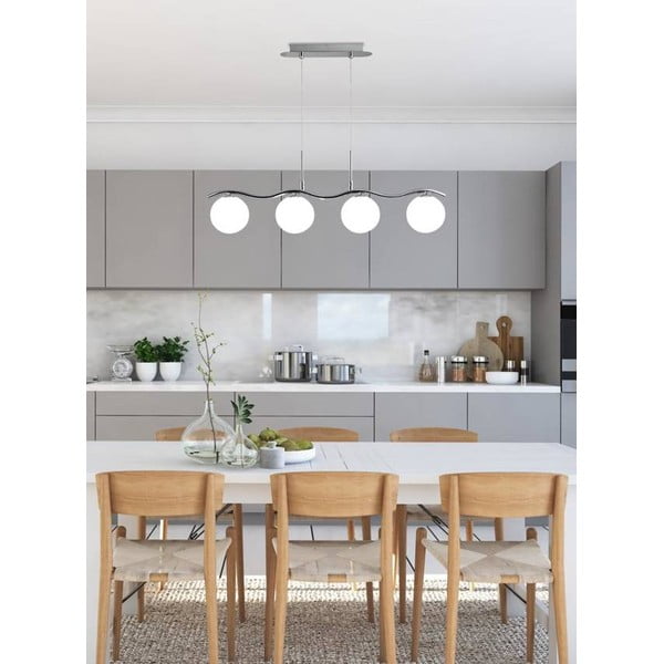 Lampada a sospensione in argento con paralume in vetro 12x79 cm Ramon - Candellux Lighting-image-1