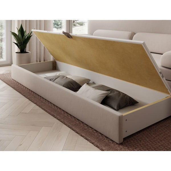 Divano beige allungabile/con contenitore e rivestimento in velluto 236 cm Elioss – ELTAP-image-4