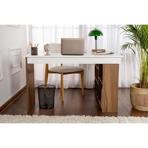 Scrivania angolare con effetto noce 120x130 cm Vesper – Kalune Design-image-4