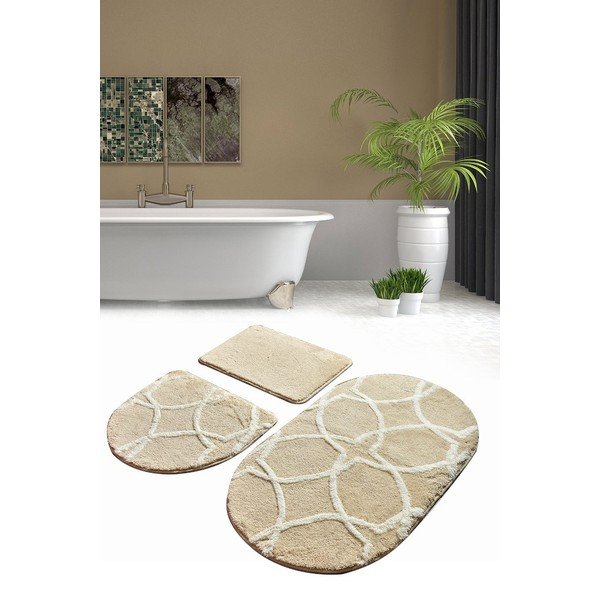 Tappeti da bagno beige in set di 3 pezzi 60x40 cm Bonne - Foutastic-image-2