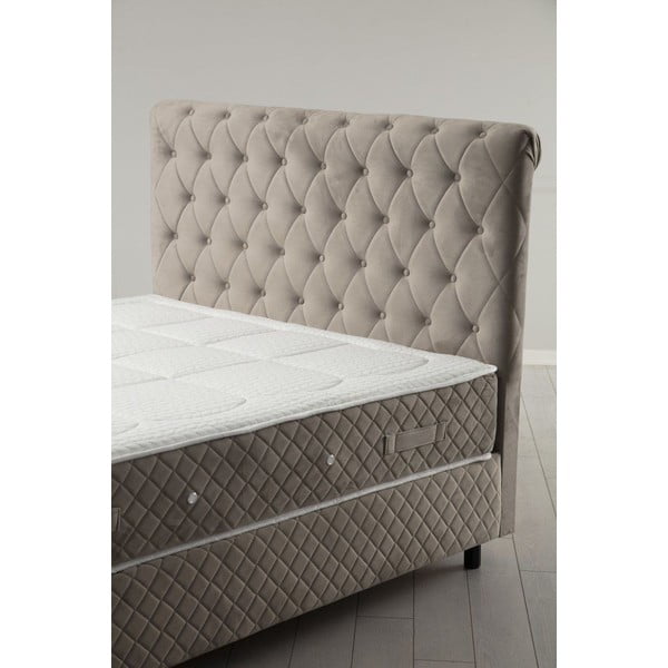 Letto boxspring alla francese beige con contenitore 140x200 cm Sonata - Kalune Design-image-1