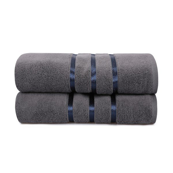 Set di 2 asciugamani da bagno in cotone grigio, 70 x 140 cm Dolce - Foutastic