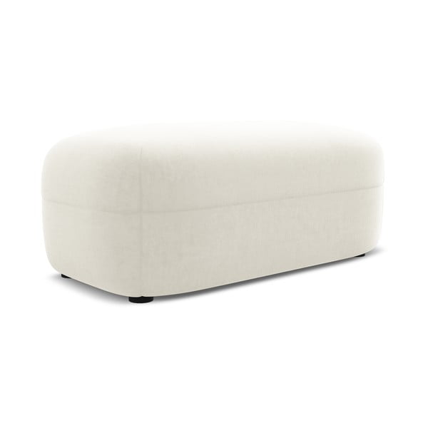 Poggiapiedi bianco con rivestimento in velluto Moana – Makamii-image-1