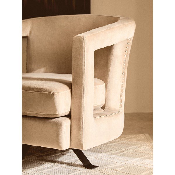 Poltrona marrone chiaro girevole con rivestimento in velluto Hestia – Premier Housewares-image-1
