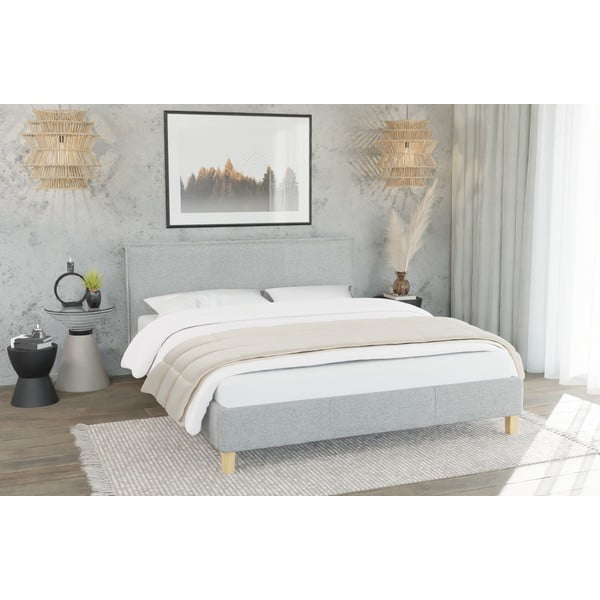 Letto singolo imbottito grigio con griglia 90x200 cm Tina - Ropez-image-2