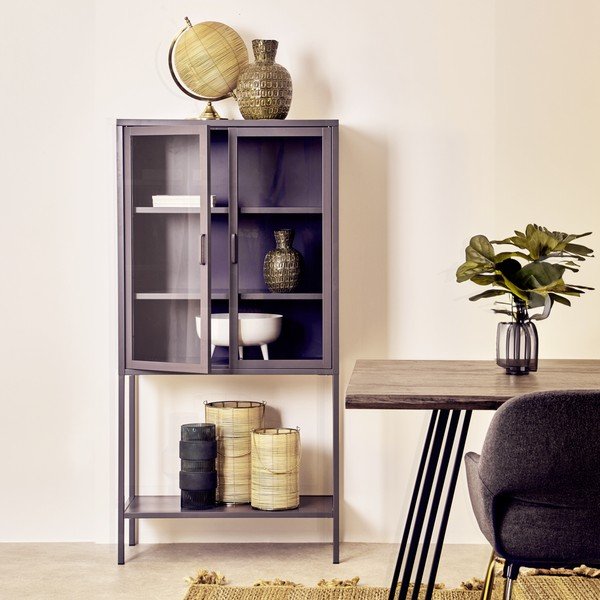 Vetrina grigia in acciaio 75x150x35 cm Acier – Premier Housewares-image-1