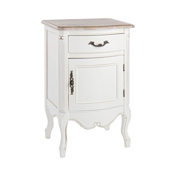 Comodino bianco in legno di paulownia massiccio Justine – Bizzotto-image-1
