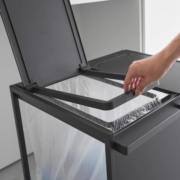 Bidone nero in metallo per rifiuti differenziati Tower - YAMAZAKI-image-3