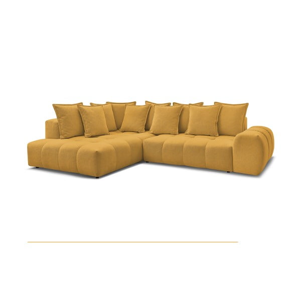 Divano angolare color senape allungabile e con contenitore (penisola a sinistra/a L) con rivestimento in ciniglia Everest – Bobochic Paris-image-3