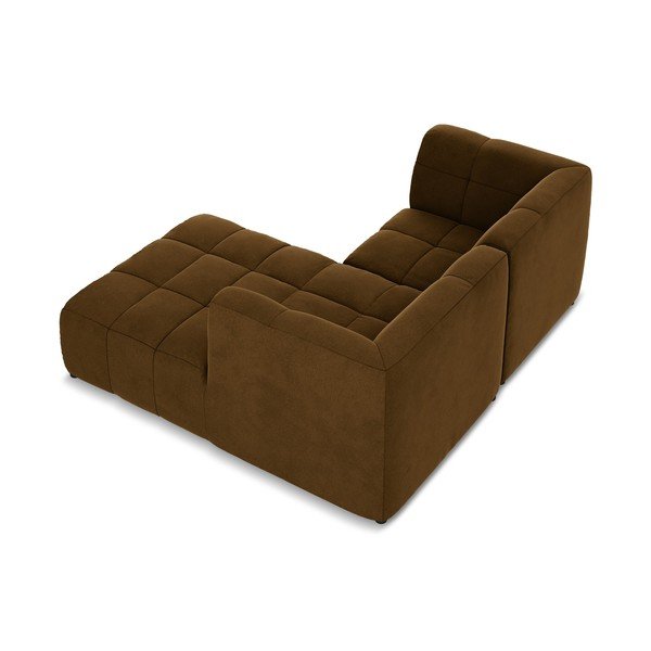Divano angolare color senape (con penisola a destra/con chaise lounge) con rivestimento in velluto Aloha – Makamii-image-4