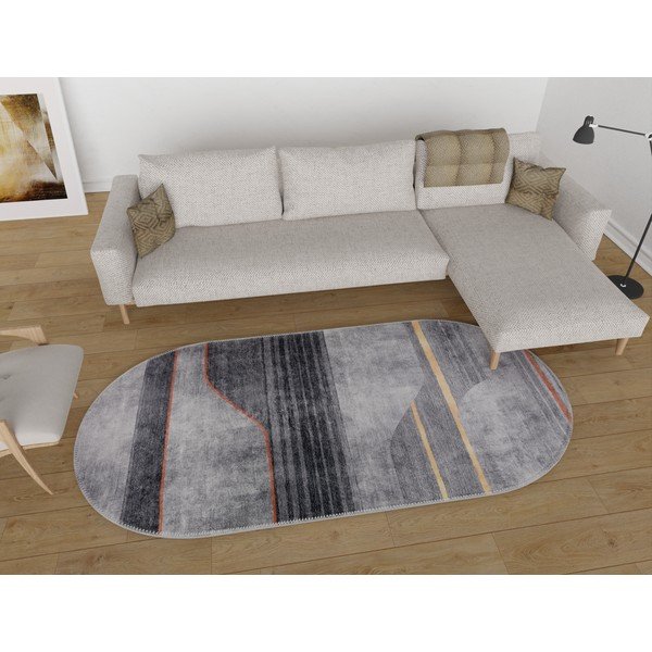 Tappeto lavabile grigio 120x180 cm Oval - Vitaus-image-1