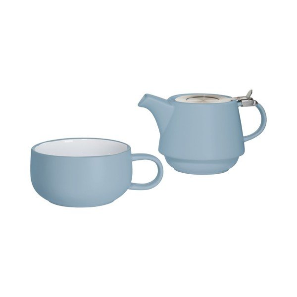 Set modrého keramického šálku s konvicí Maxwell & Williams