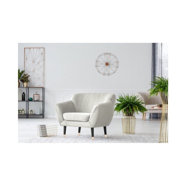 Poltrona crema con gambe nere Benito - Mazzini Sofas-image-2