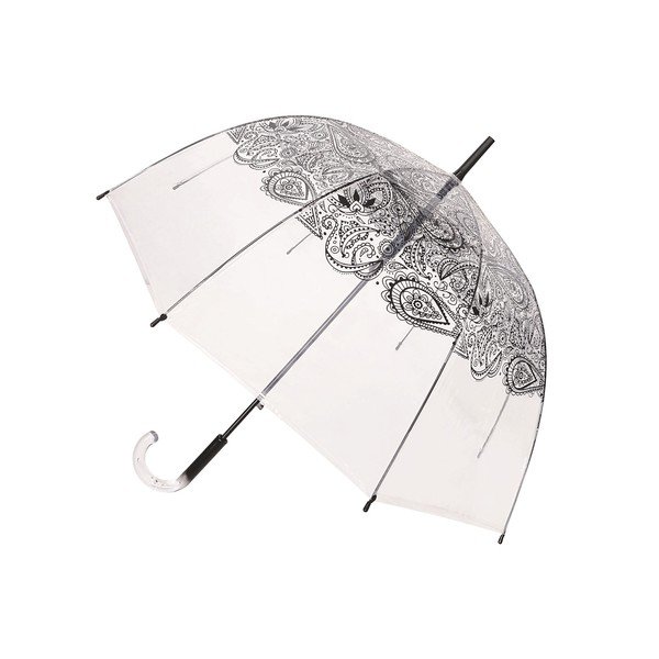 Transparentní holový deštník odolný vůči větru Ambiance Black Paisley, ⌀ 85 cm