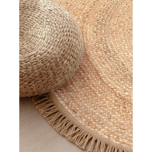 Tappeto rotondo di colore naturale in iuta reversibile/tessuto a mano ø 200 cm Nuru – Hanse Home-image-3