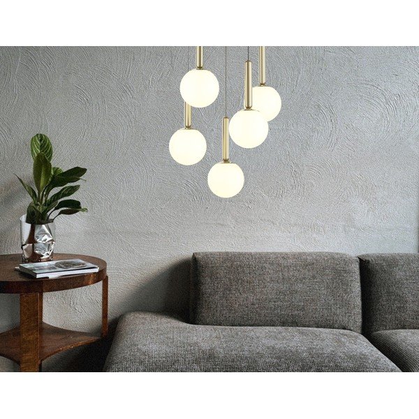 Lampadario dorato con paralume in vetro ø 34 cm One – Squid Lighting-image-1