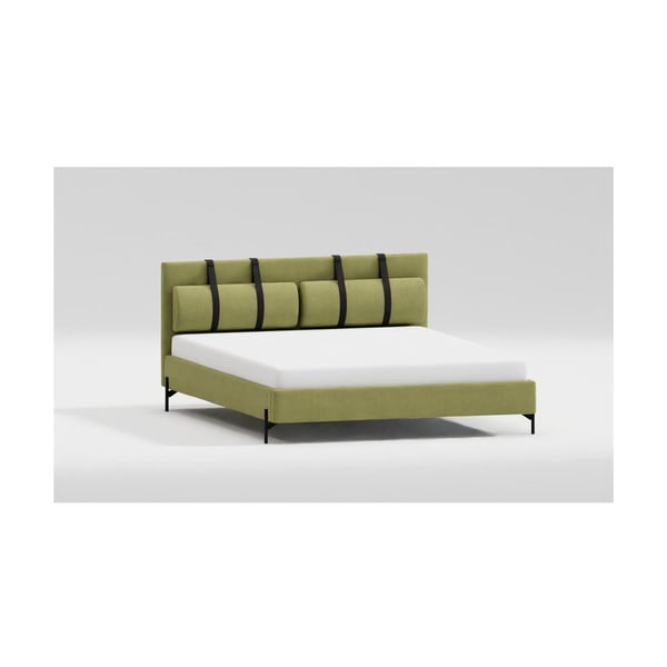 Letto matrimoniale imbottito verde chiaro con griglia 200x200 cm Tulsa - Ropez-image-2