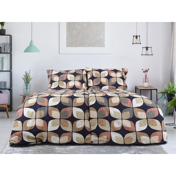 Set copripiumino e federa marrone in crêpe per letto singolo 140x200 cm Autumn Leaf – B.E.S.