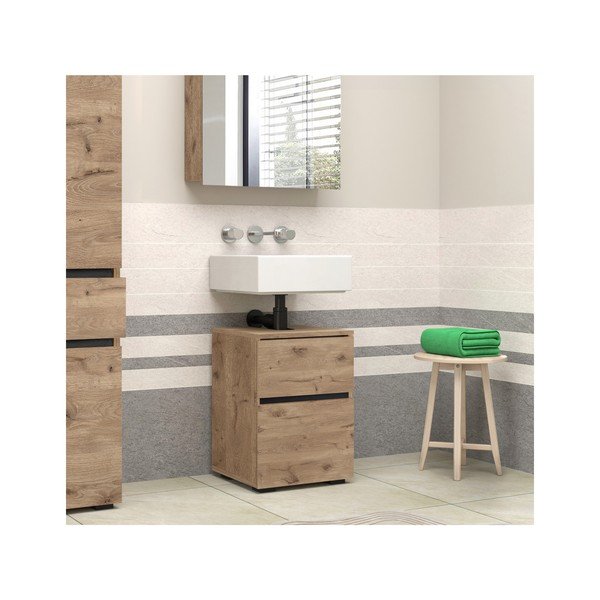 Mobile effetto rovere per lavabo da parete 40x55 cm Wisla - Støraa-image-3