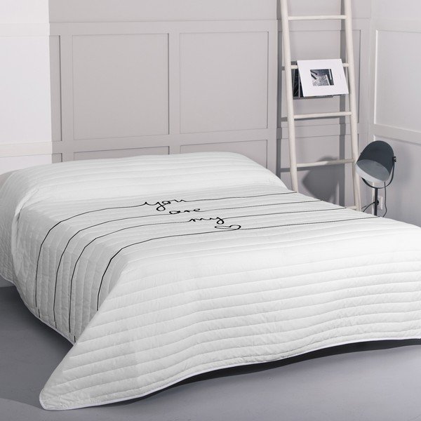 Copriletto trapuntato in cotone bianco 240x260 cm My love - Blanc-image-1