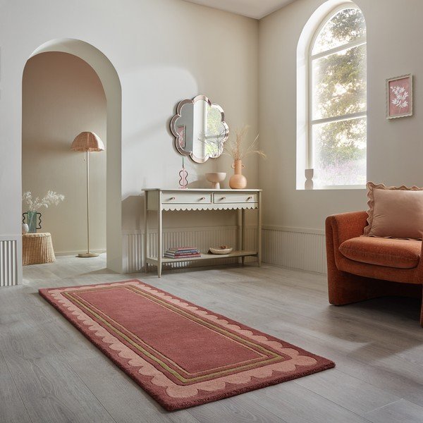 Passatoia burgundy in lana tessuta a mano 80x230 cm Lois – Flair Rugs-image-1
