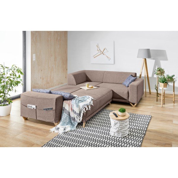 Divano angolare marrone allungabile e con contenitore (con penisola a destra/a L) Classy Sophie – Miuform-image-4