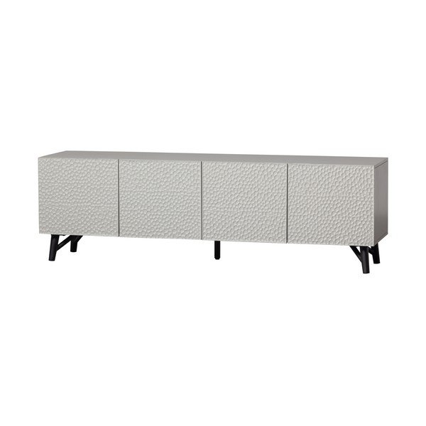 Mobile TV grigio chiaro in mango massiccio 185x56x46 cm Carved – WOOOD-image-2