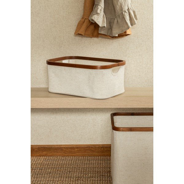 Scatola color crema in tessuto 38x26x16 cm Bamboo/Linen – Bigso-image-4