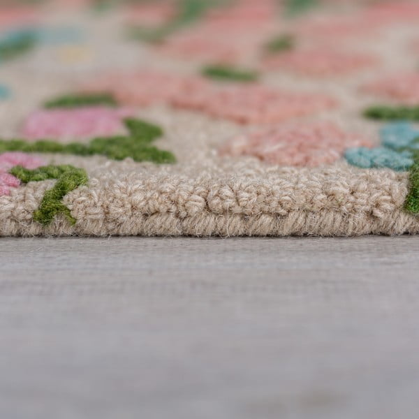 Tappeto color crema in lana tessuto a mano 160x230 cm Emilia Floral – Flair Rugs-image-4